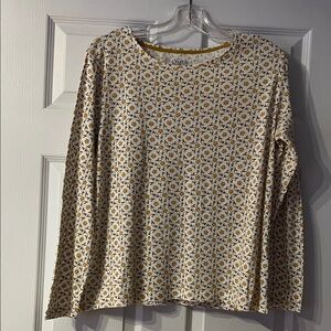 Croft & Barrow Long Sleeve Top - Cream and Yellow Floral